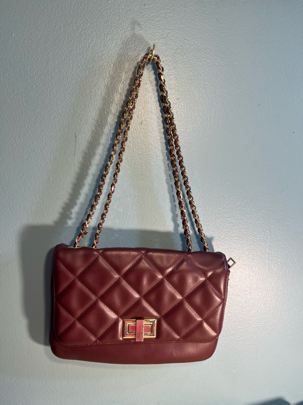 Aldo quilted purse with a gold-toned chain strap convertible Crossbody shoulder
